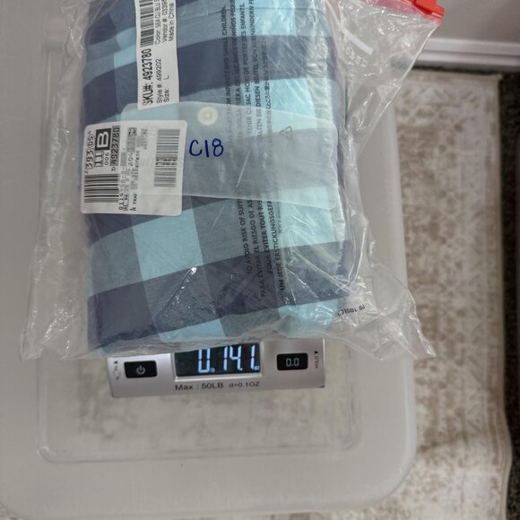 Lands' End Shirt Mens Large Blue Navy Sail Rigger Oxford Plaid Button Down - Picture 11 of 11